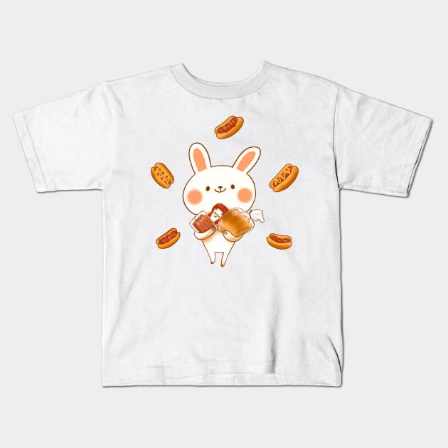 Hotdog Bunny Kids T-Shirt by vooolatility